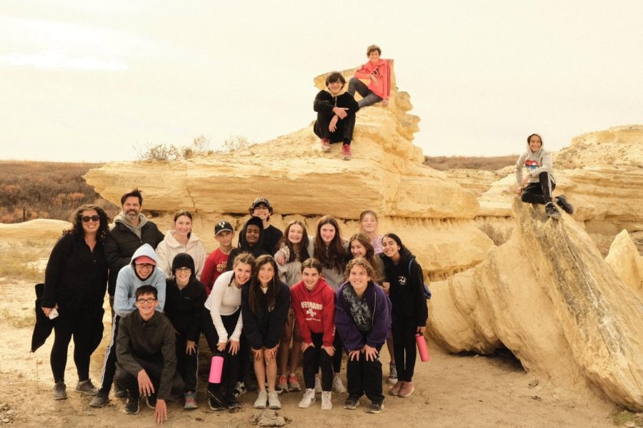 The 8th grade class enjoying their time hiking and climbing. Image by Cody Welton.
