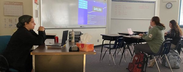 Alexa Cohen teaching by her students competing in a Kahoot. 
