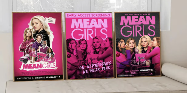 A photo displaying three variations of the 2024 Mean Girls movie.