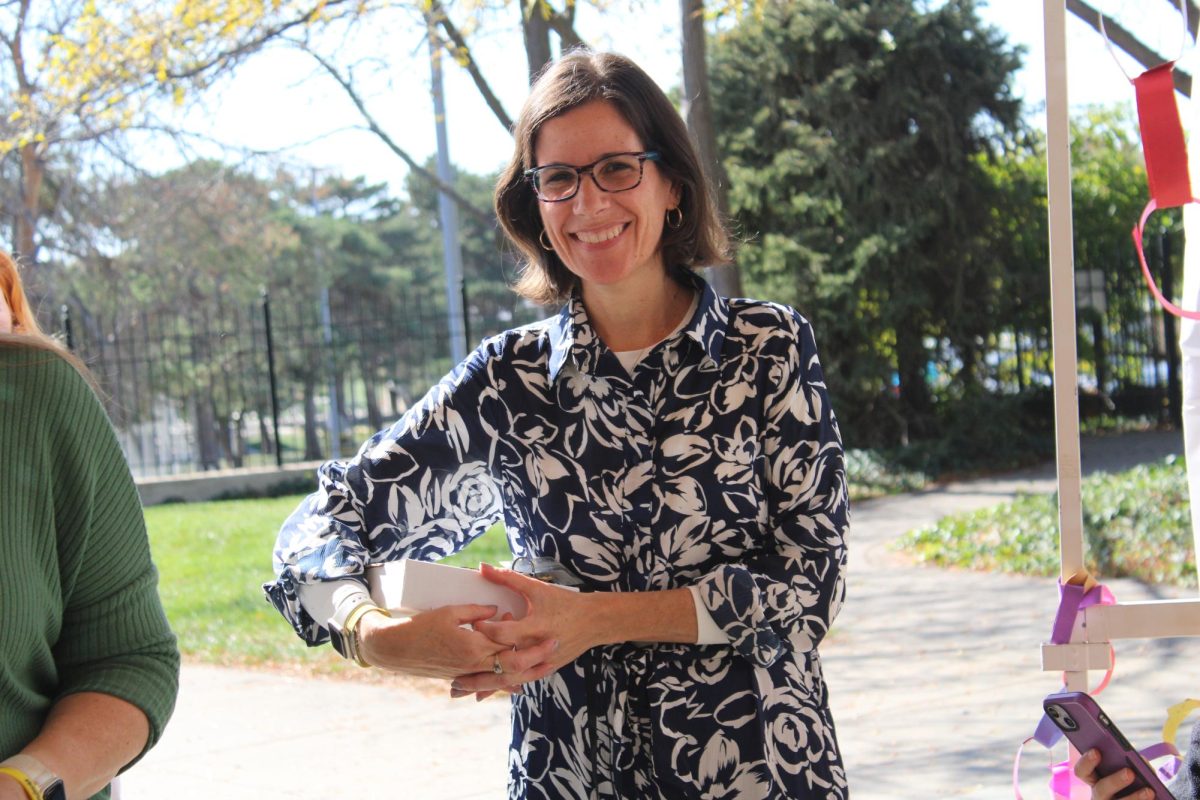 Mrs. Glickman enjoying Sukkot with HBHA students. Photo by Jake Sosland
