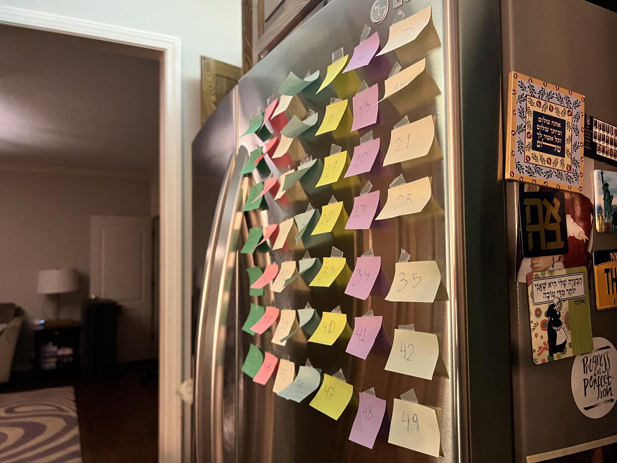 Calendar for counting the Omer. Photo by Dani Glickman
