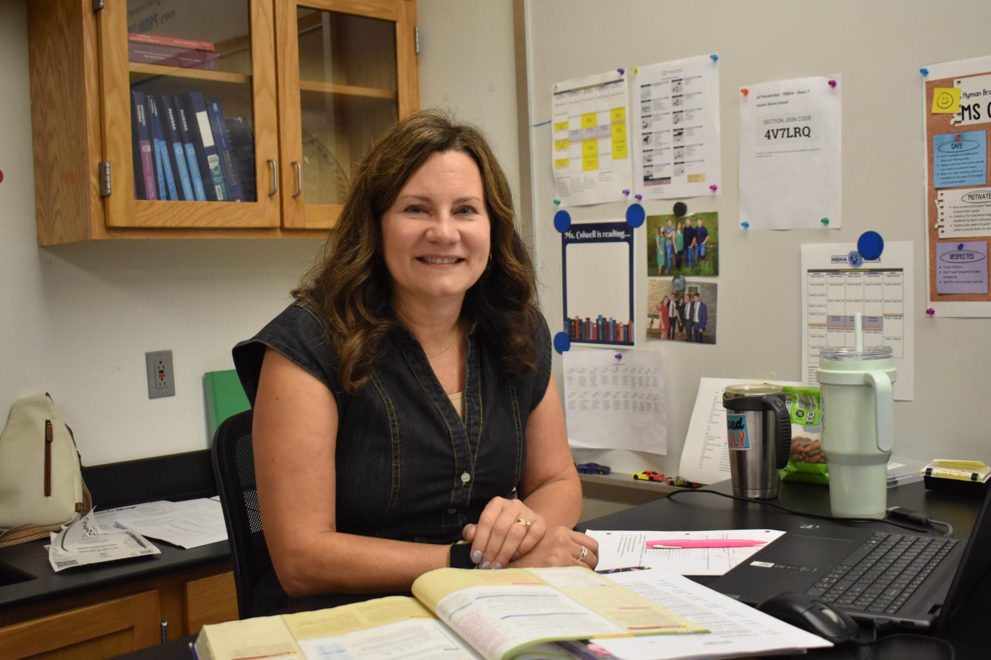 Mrs. Colwell smiles as she prepares to teach one of her many interesting math classes. Photo by Jaxson Rosenberg.